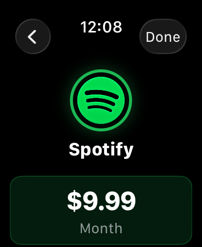 MySub Apple Watch screenshot 2